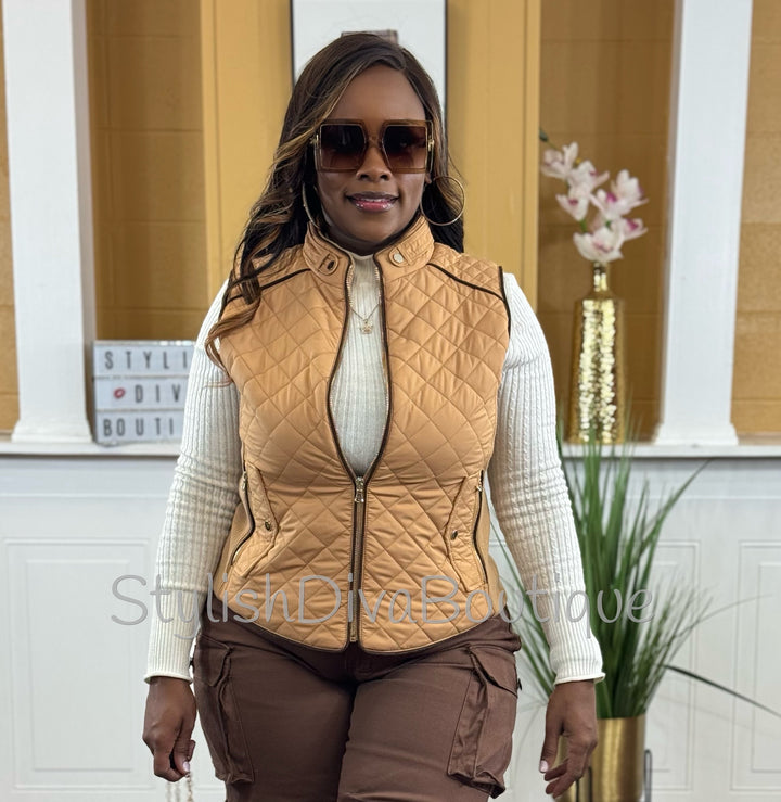 Rowan Quilted Padded Vest up to 2XL (Caramel)