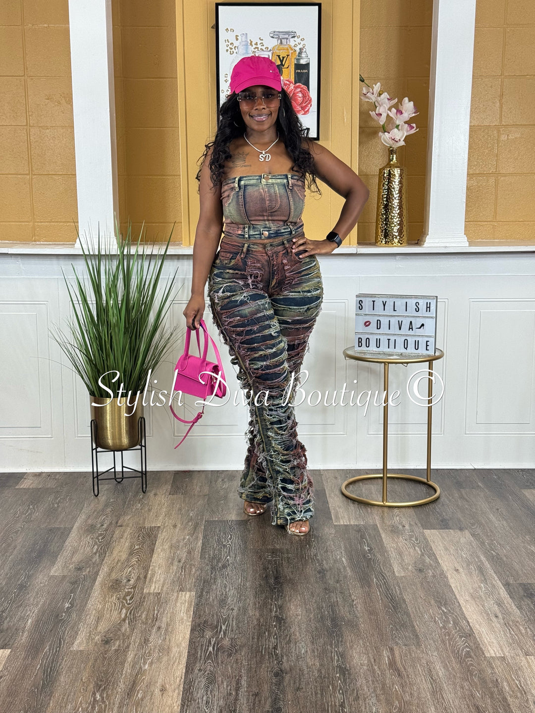 Diva Shred Color Dyed Jeans (Multicolor)