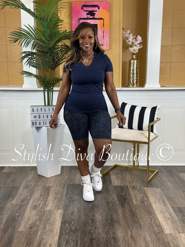 Laid Back Biker Set (Navy/Acid Wash Blue)