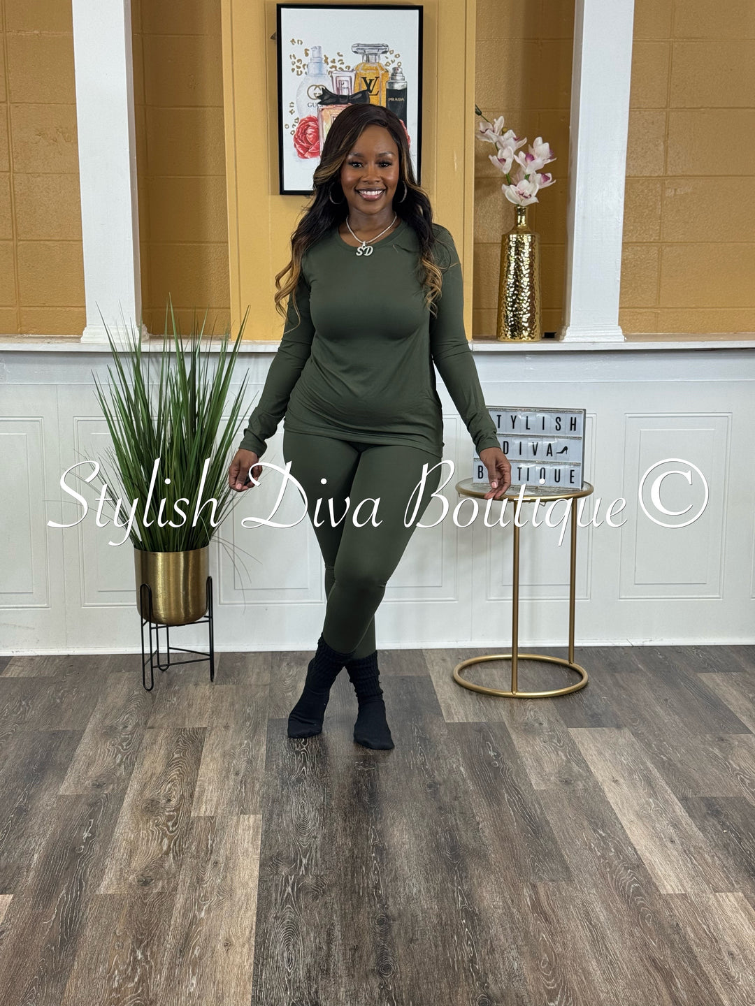 Weekend Ease Legging Set up to 3XL (Dk Olive)