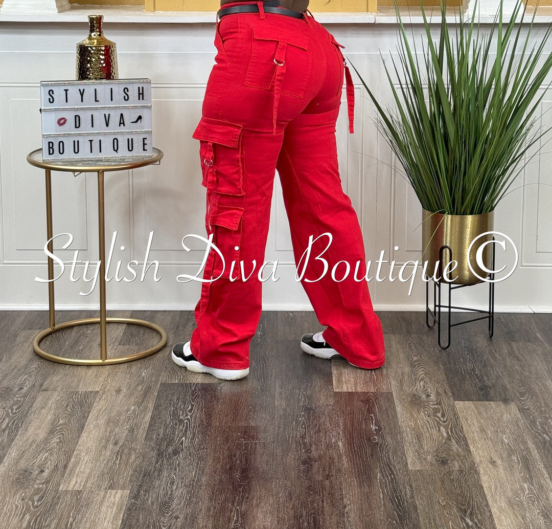 Ready or Not Cargo Pants (Red)