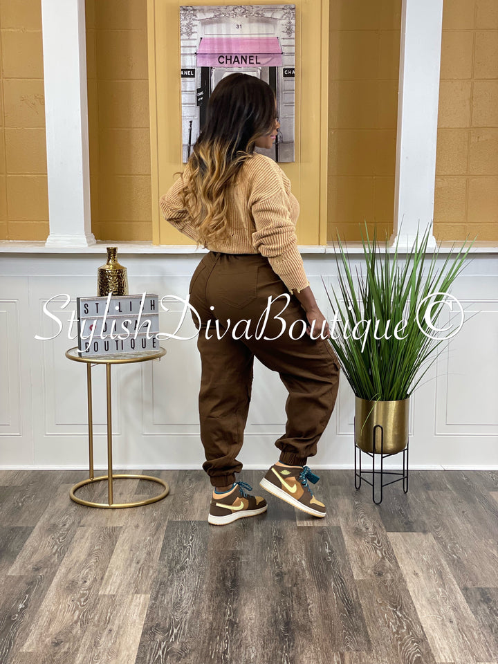 Billie Cargo Joggers up to 3XL (Brown)