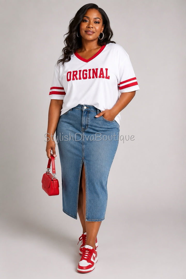 ORIGINAL Varsity Tee (White/Red)