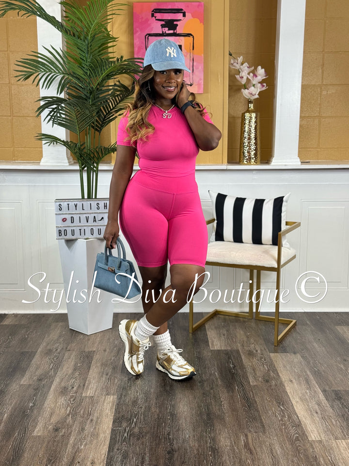 Biker Bae Set (Hot Pink)