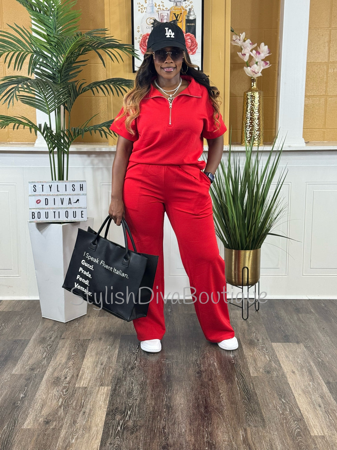 Polished Ease Half Zip Set Up to 3XL (Red)