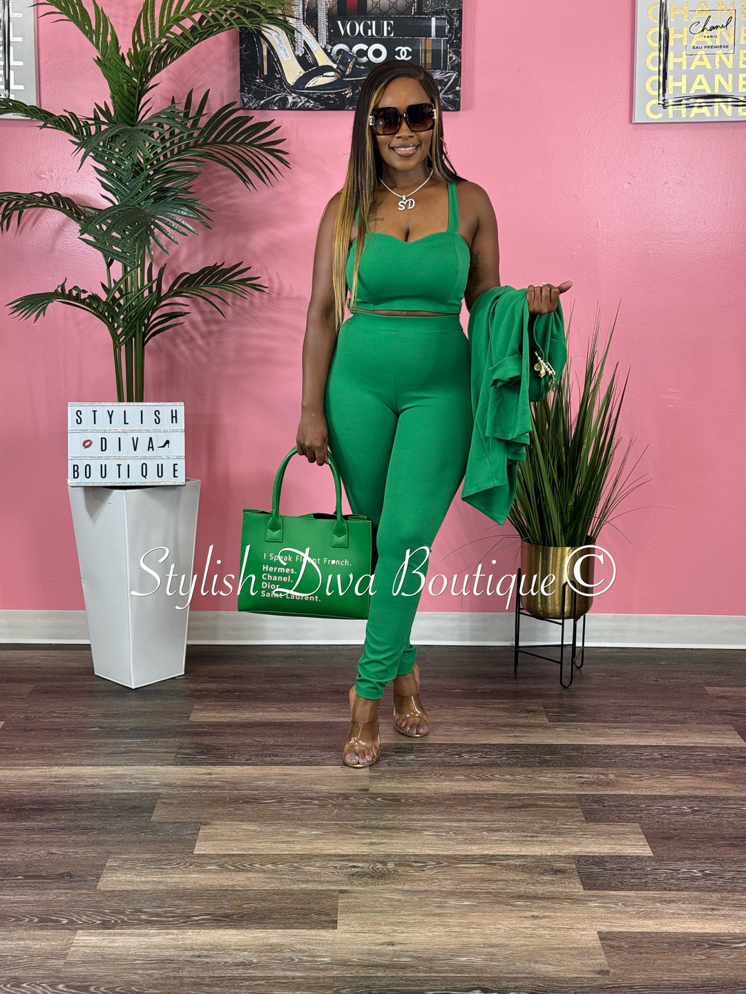 Boss Babe 3pc Jacket Set (Kelly Green)