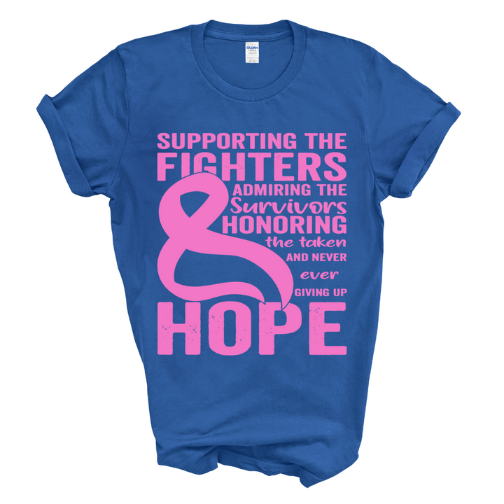 Supporting the Fighters Breast Cancer T-Shirt (Pink Print)