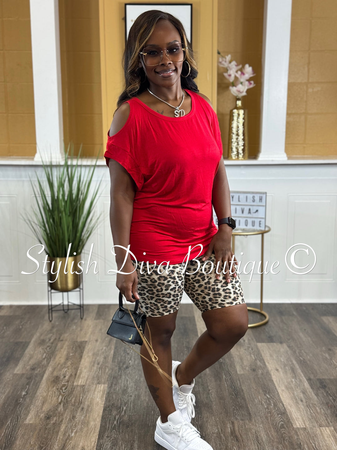 Bold Instincts Biker Set (Red/Leopard)