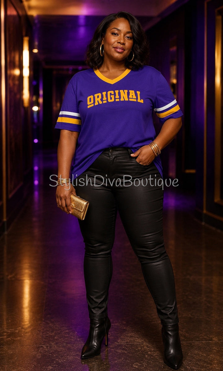 ORIGINAL Varsity Tee (Purple/Gold/White)