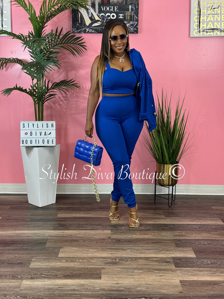 Boss Babe 3pc Jacket Set up to 3XL (Royal Blue)