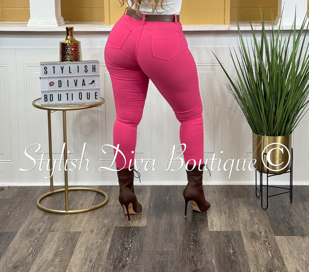 So Curvy Stretch Skinny Jeans up to 2XL (Hot Pink)