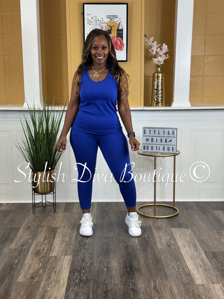 Sapphire Cropped Legging Set (Royal Blue)