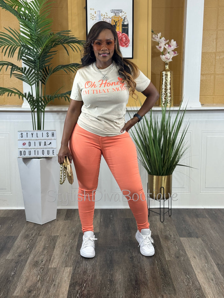 I Am That Mom Graphic Tee (Coral Print)