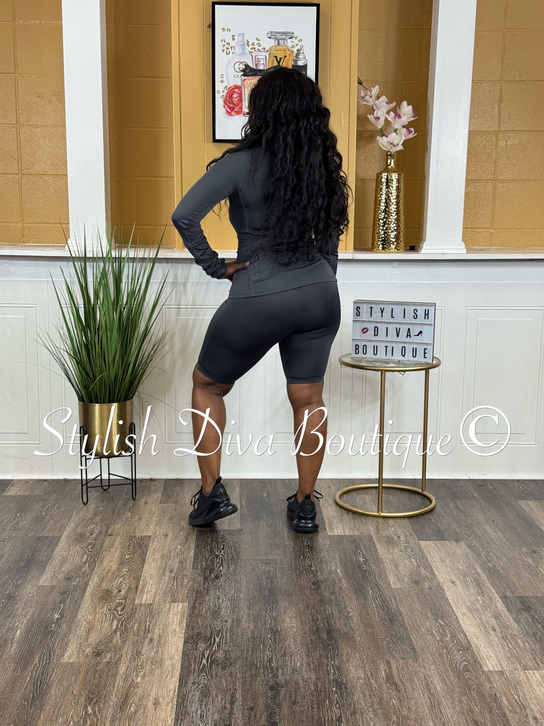 Sporty Girl 4 Piece Active Set (Charcoal Grey)