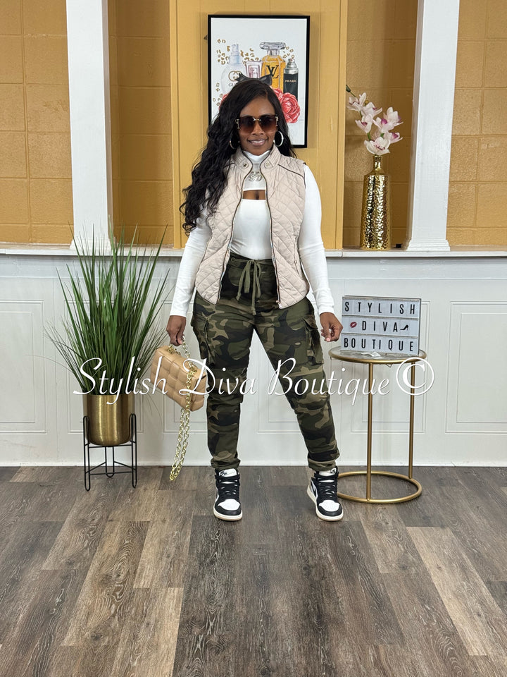 Rowan Quilted Padded Vest up to 2XL (Pale Taupe)