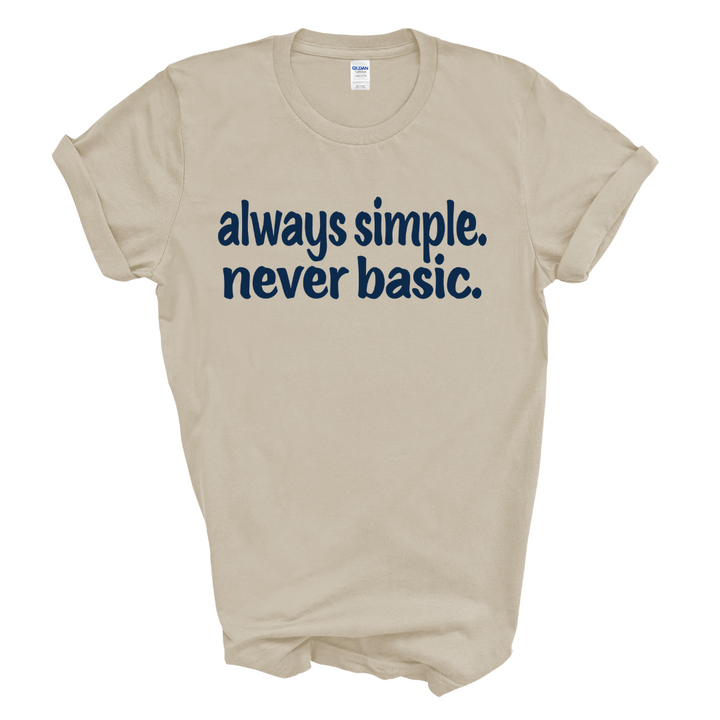 always simple. never basic. T-shirt (Dark Navy Print)