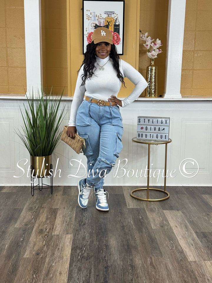 Good Vibes Denim Joggers (Light Denim Wash)