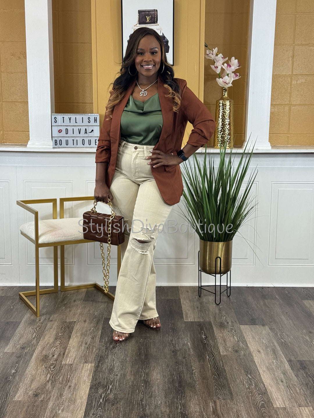 Simply Luxe Satin Cami (Olive)