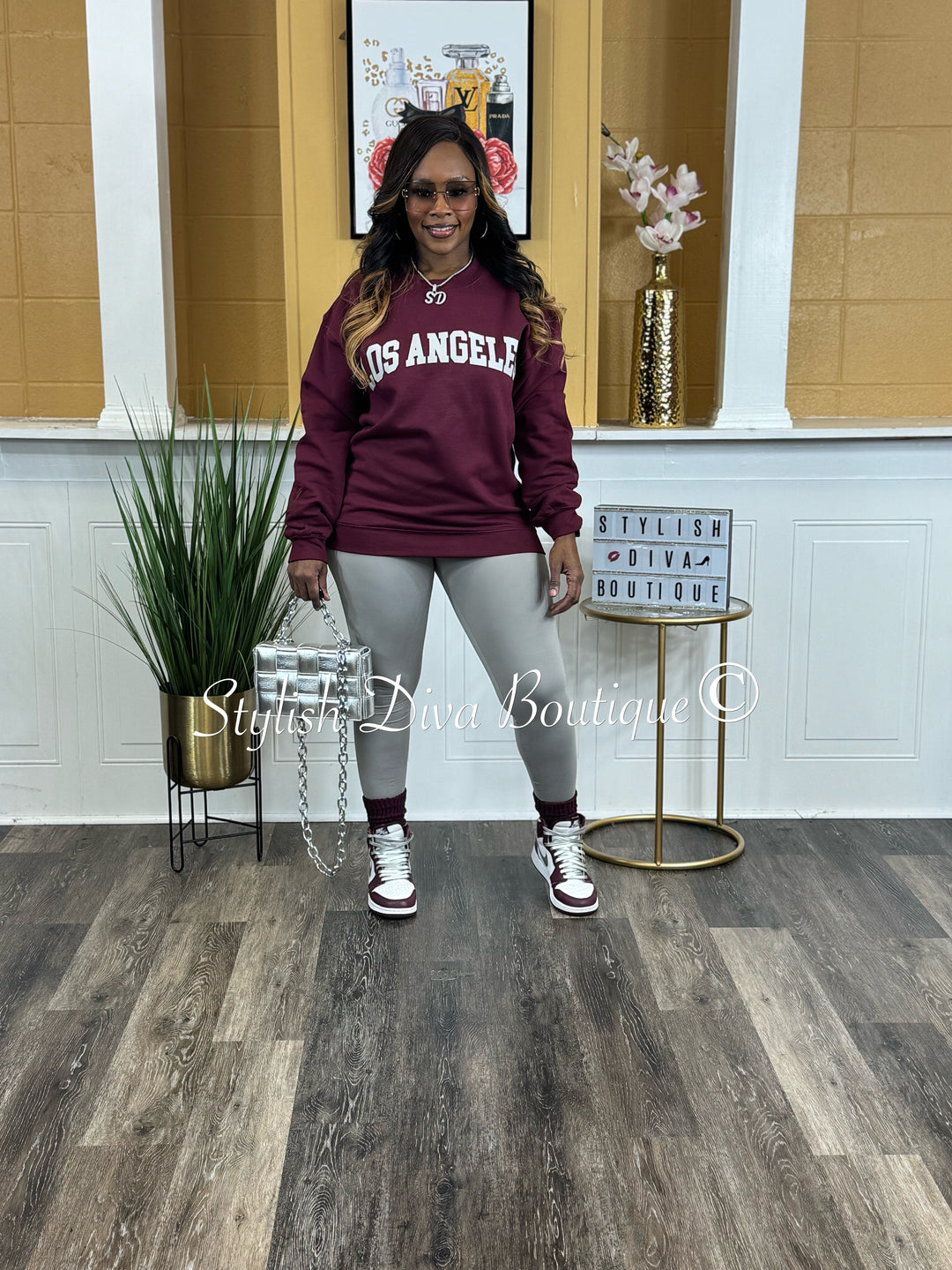 Los Angeles Sweatshirt Only up to 3XL (Grey Print)