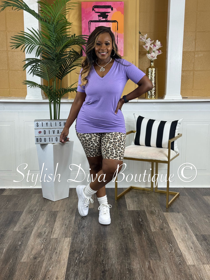 Laid Back Biker Set (Lavender/Leopard)