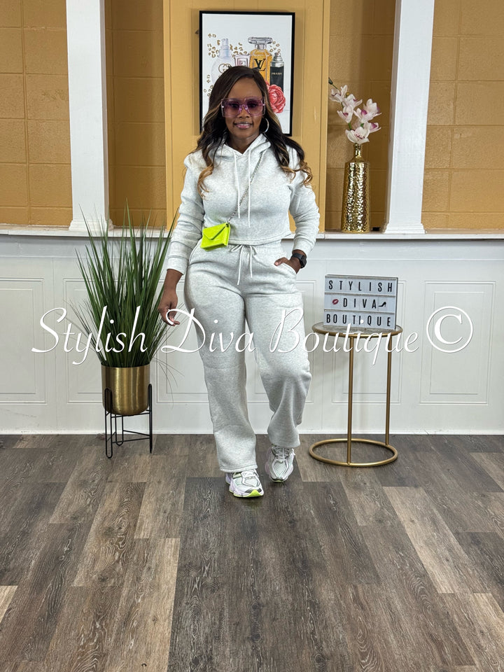 Comfort Mode Pullover Fleece Set (Light Heather Grey)