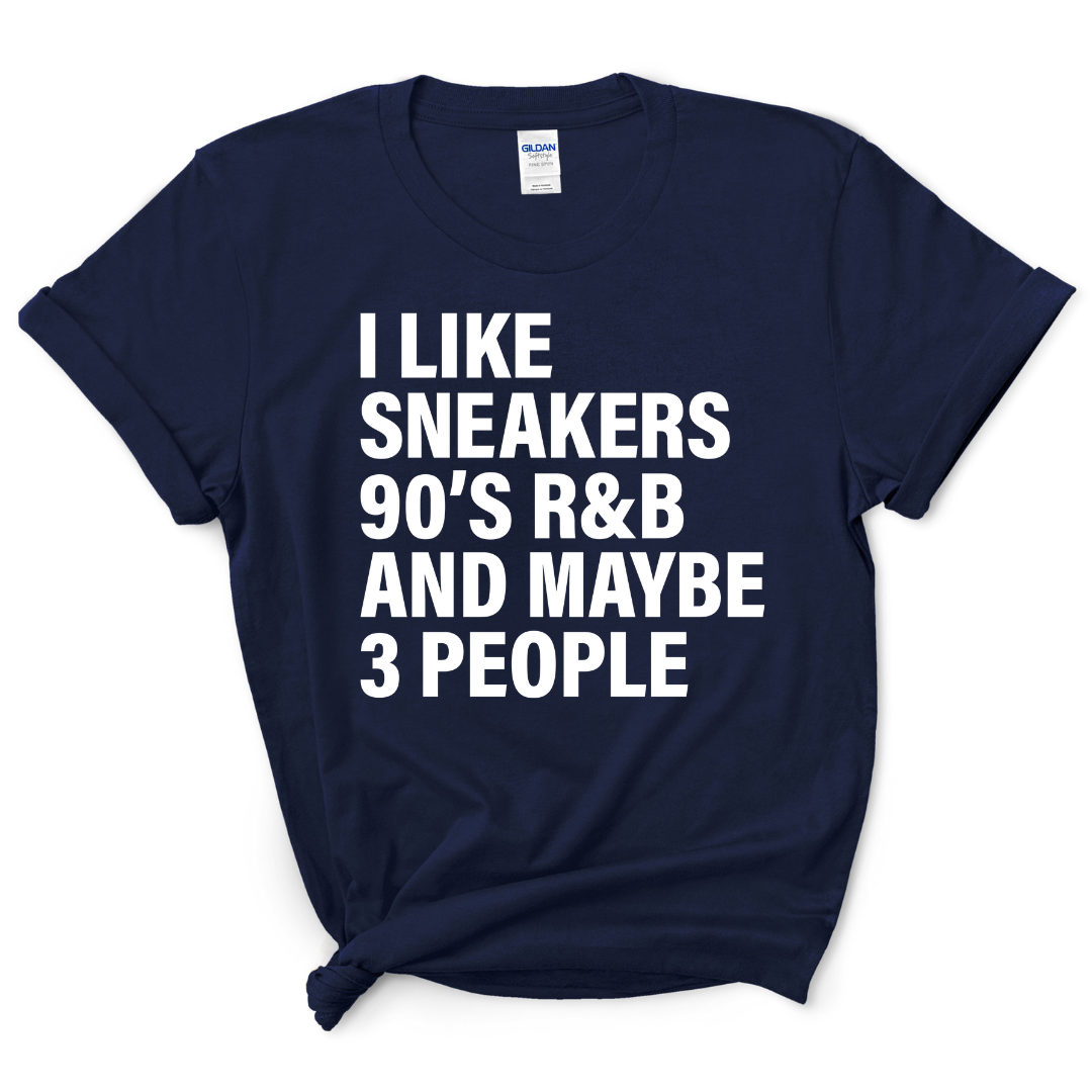 I Love Sneakers & 3 People T-Shirt (White Print)