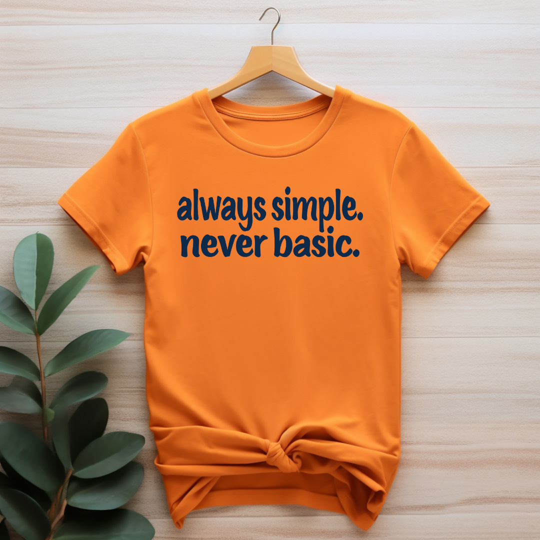 always simple. never basic. T-shirt (Dark Navy Print)