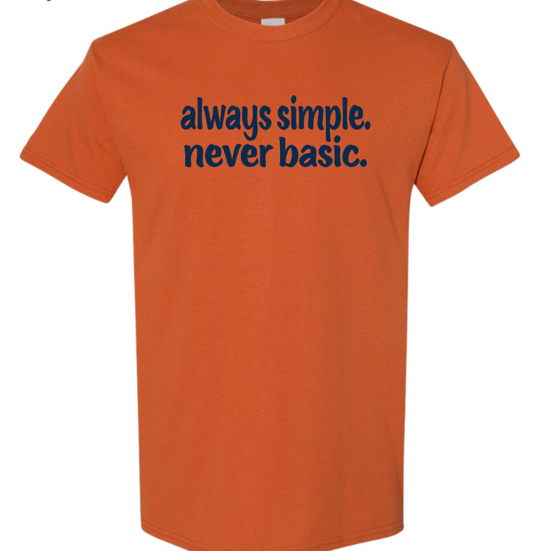 always simple. never basic. T-shirt (Dark Navy Print)
