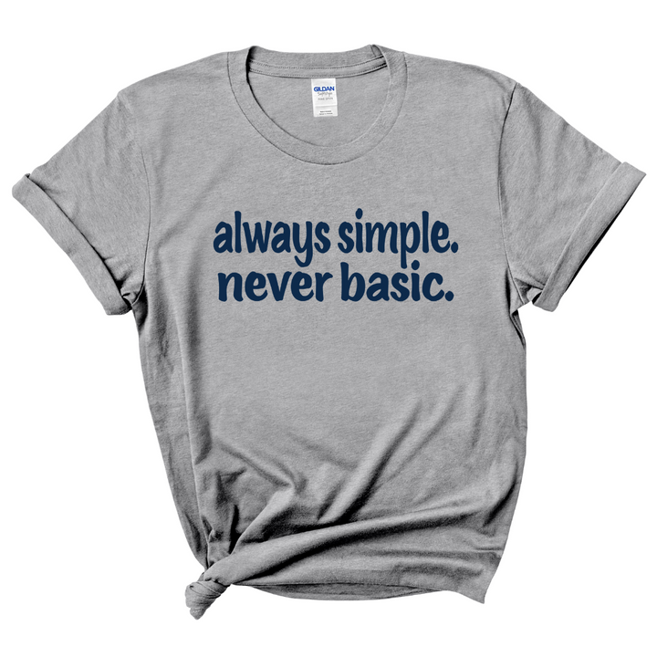 always simple. never basic. T-shirt (Dark Navy Print)