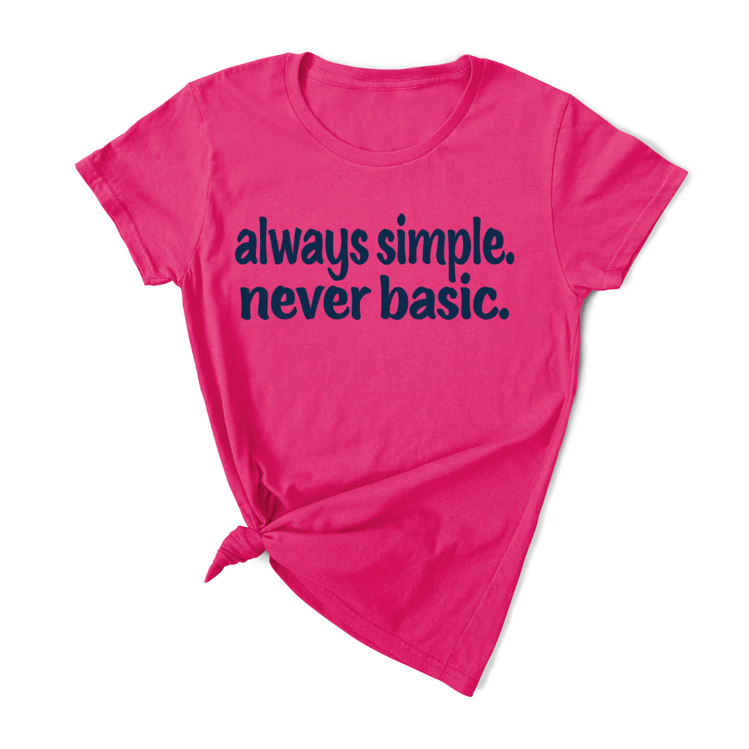 always simple. never basic. T-shirt (Dark Navy Print)