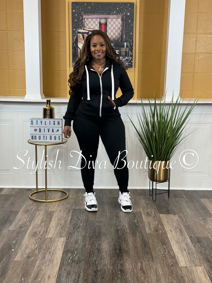 Relaxed Mode Hoodie/Jogger Set up to 3XL (Black)