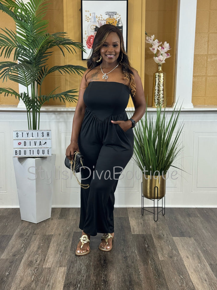 Sun &amp; Sand Ankle Jumpsuit (Black)
