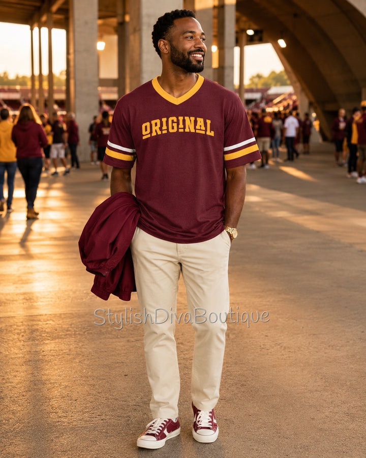 ORIGINAL Varsity Tee (Crimson/Gold/White)