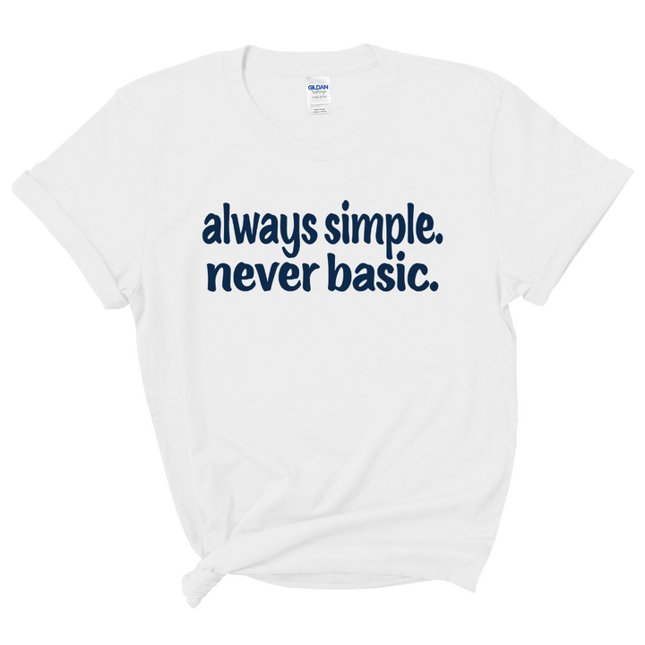 always simple. never basic. T-shirt (Dark Navy Print)