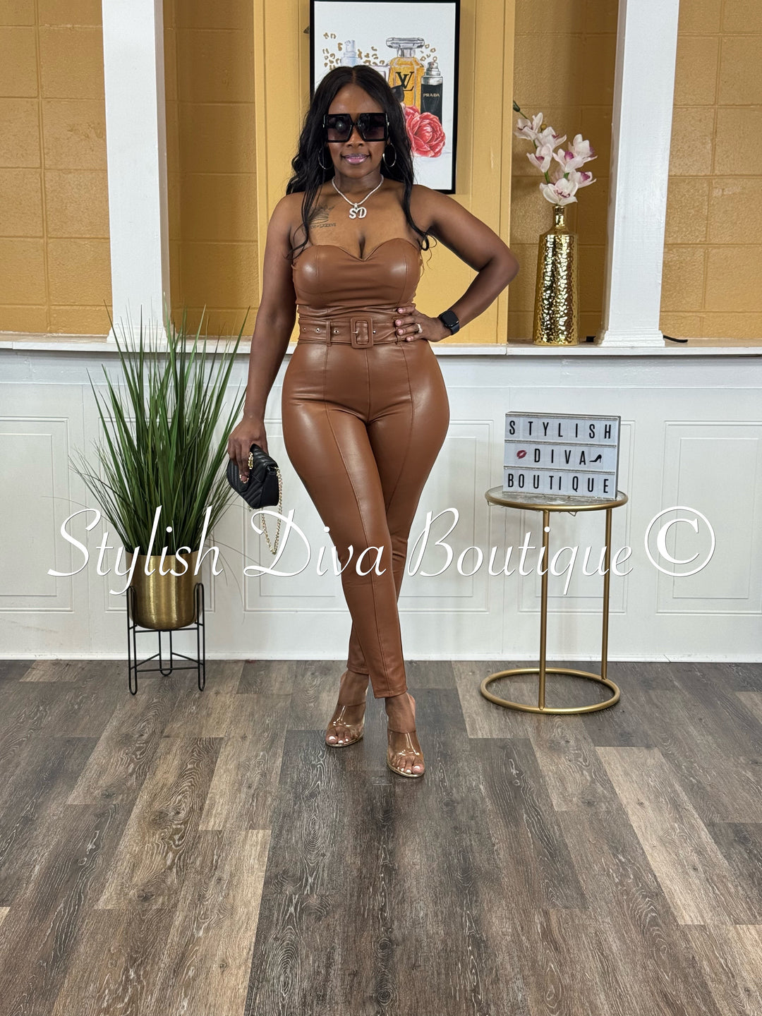 Xavia Vegan Leather Jumper (Camel Brown)