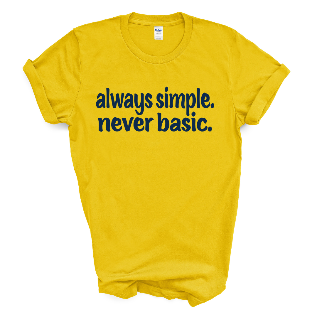 always simple. never basic. T-shirt (Dark Navy Print)