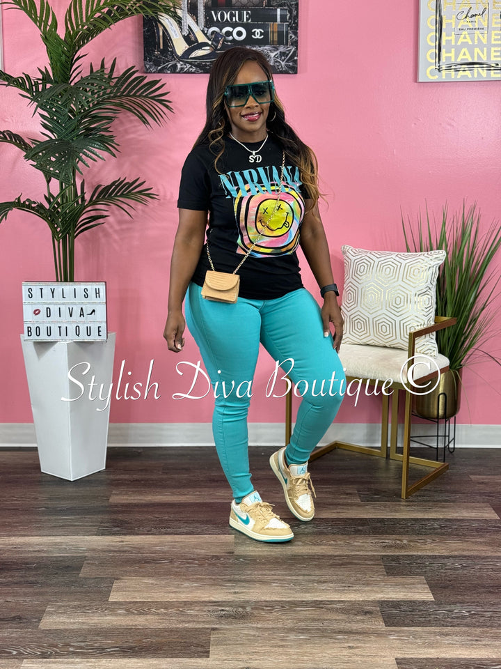 So Curvy Stretch Skinny Jeans up to 2XL (Turquoise)