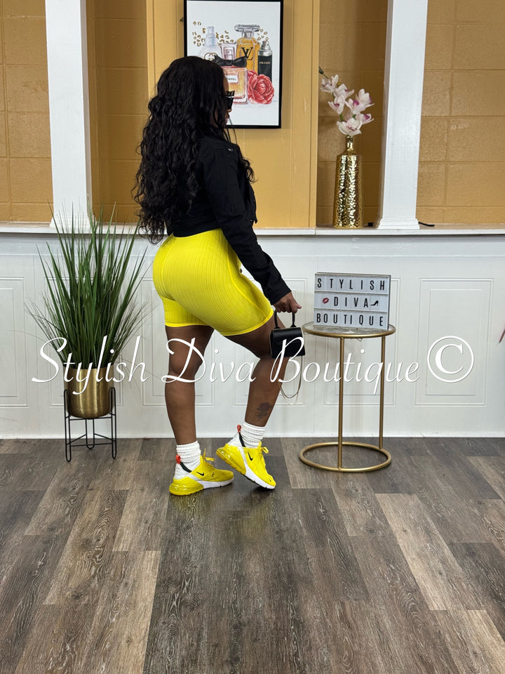 Ayla Sleeveless Ribbed Romper (Yellow)