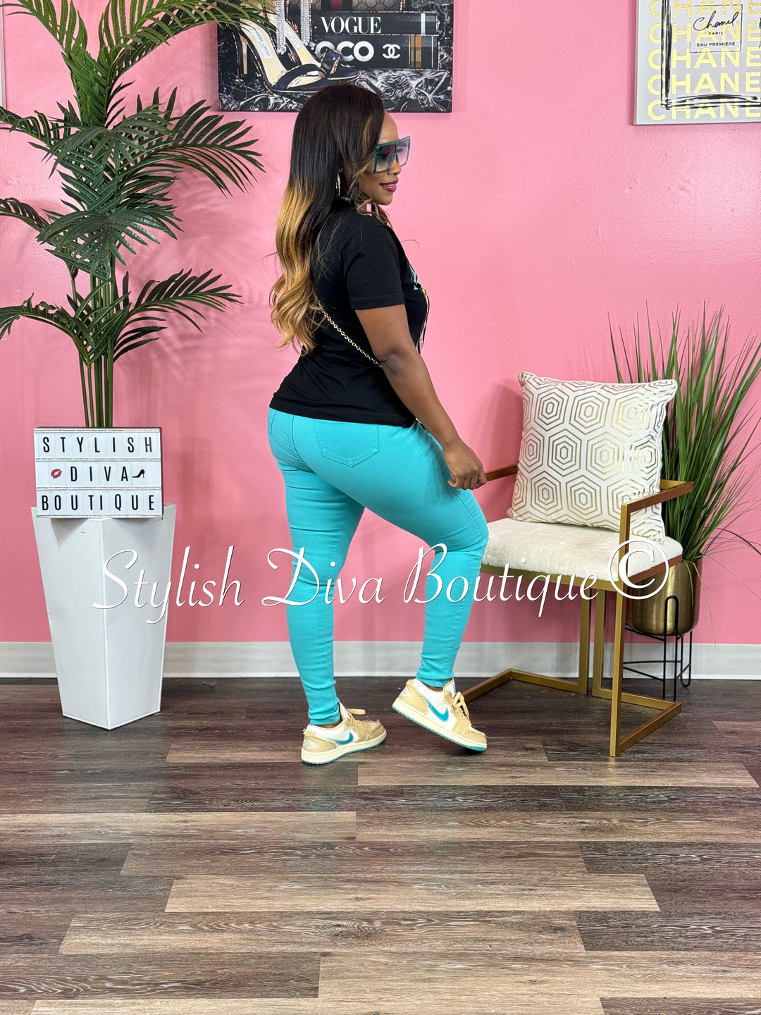 So Curvy Stretch Skinny Jeans up to 2XL (Turquoise)