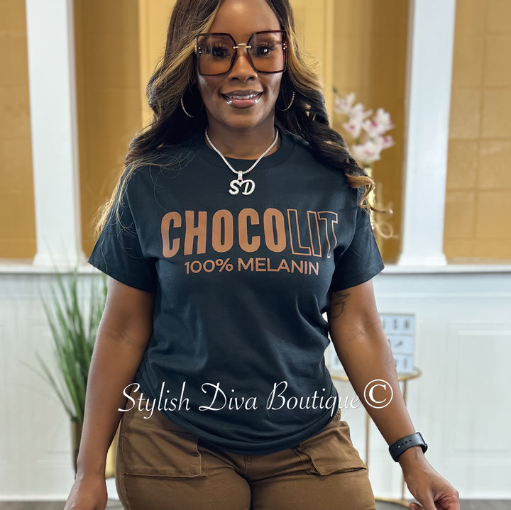 100% Chocolit Graphic Tee (Brown Print)
