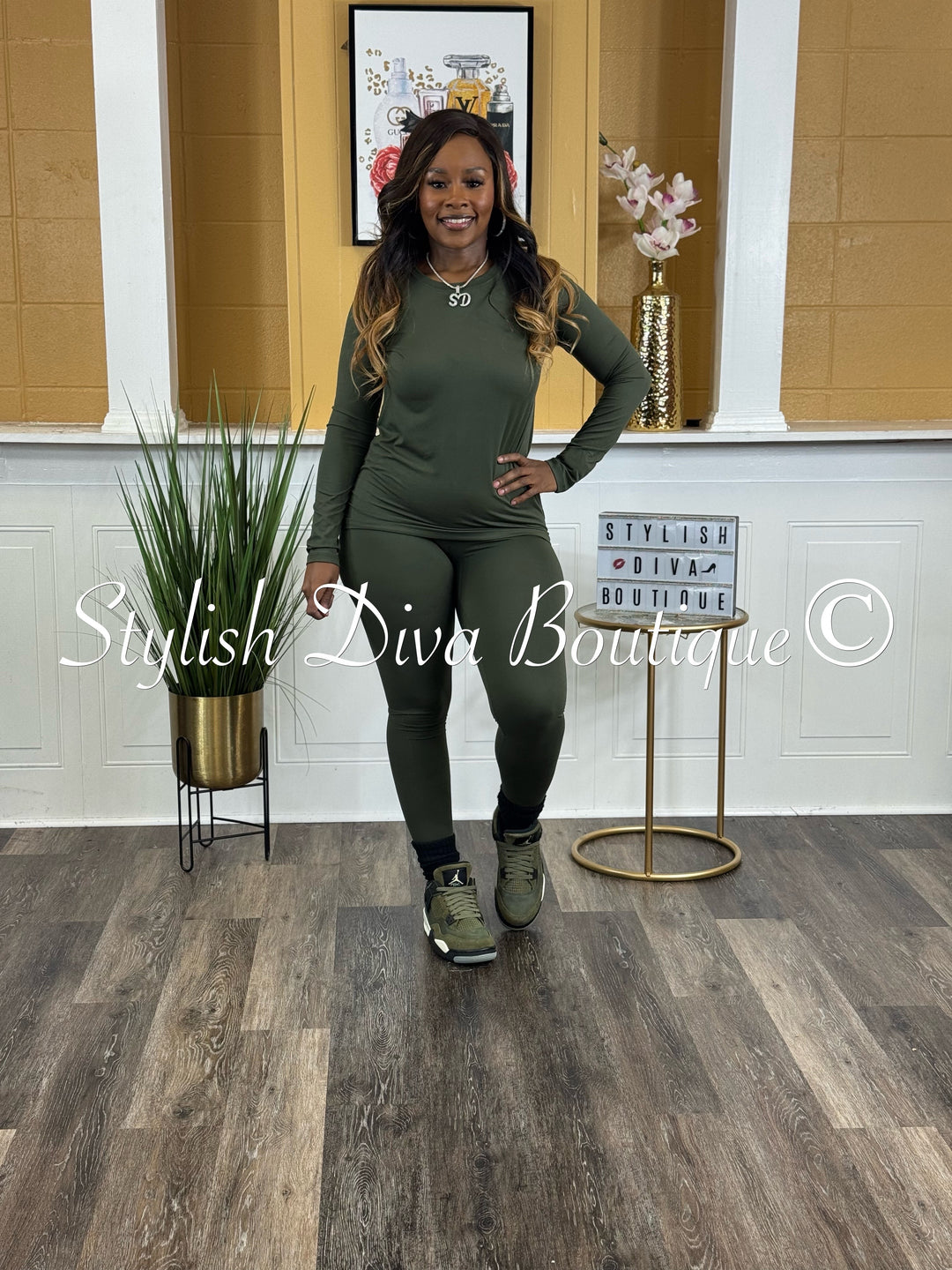 Weekend Ease Legging Set up to 3XL (Dk Olive)