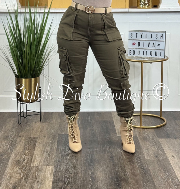 Sienna Cargo Joggers up to 3XL (Olive)