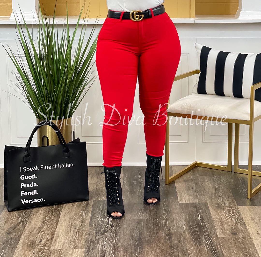 So Curvy Stretch Skinny Jeans up to 4XL (Red)