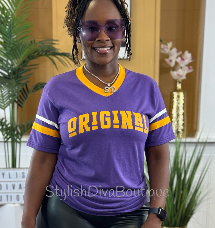 ORIGINAL Varsity Tee (Purple/Gold/White)