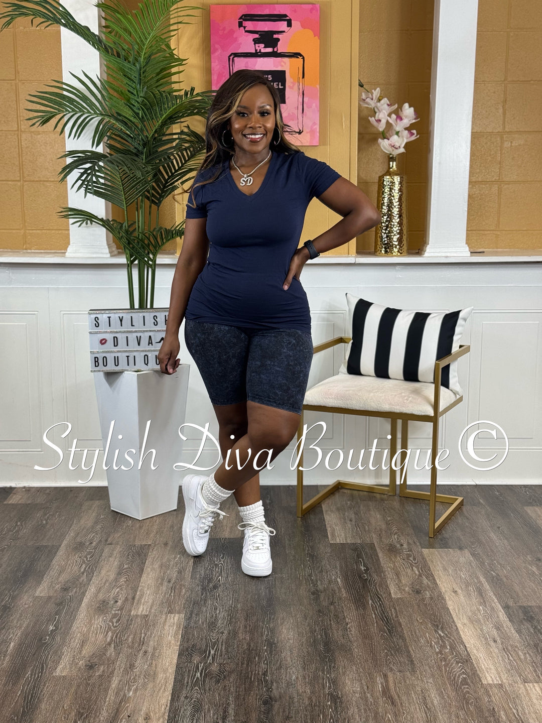 Laid Back Biker Set (Navy/Acid Wash Blue)