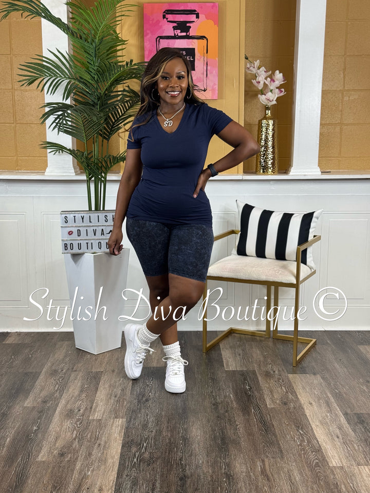 Laid Back Biker Set (Navy/Acid Wash Blue)