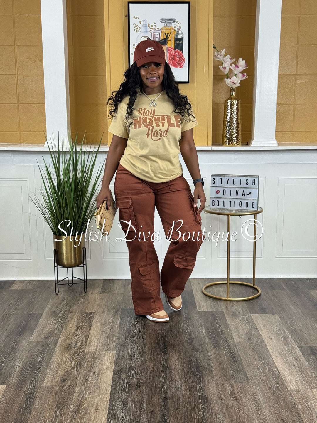 Always Ready Wide Leg Cargo Pants (Rust Brown)