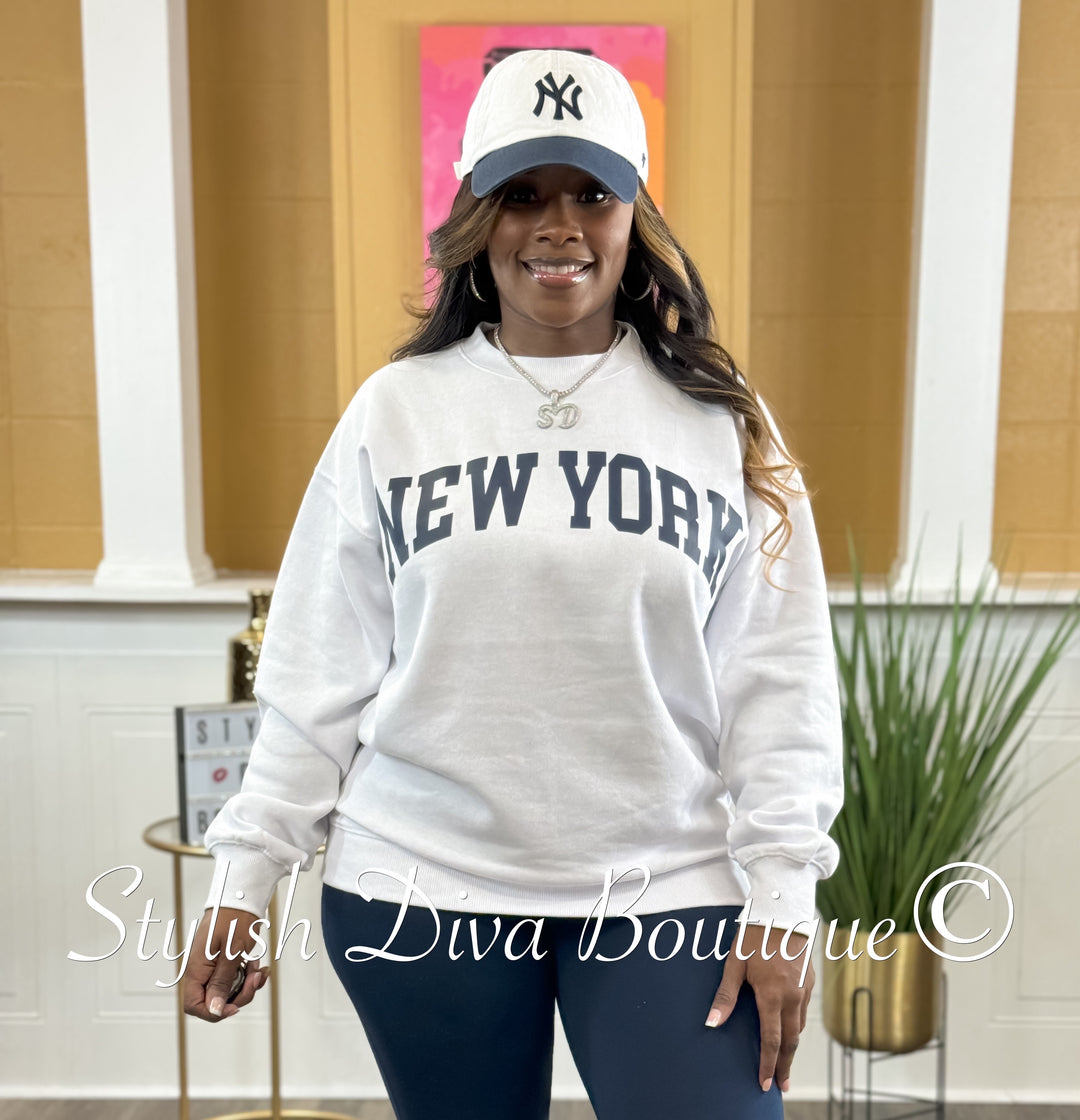 New York Oversized Sweatshirt & Leggings Set (White/Navy Print) – Stylish  Diva Boutique