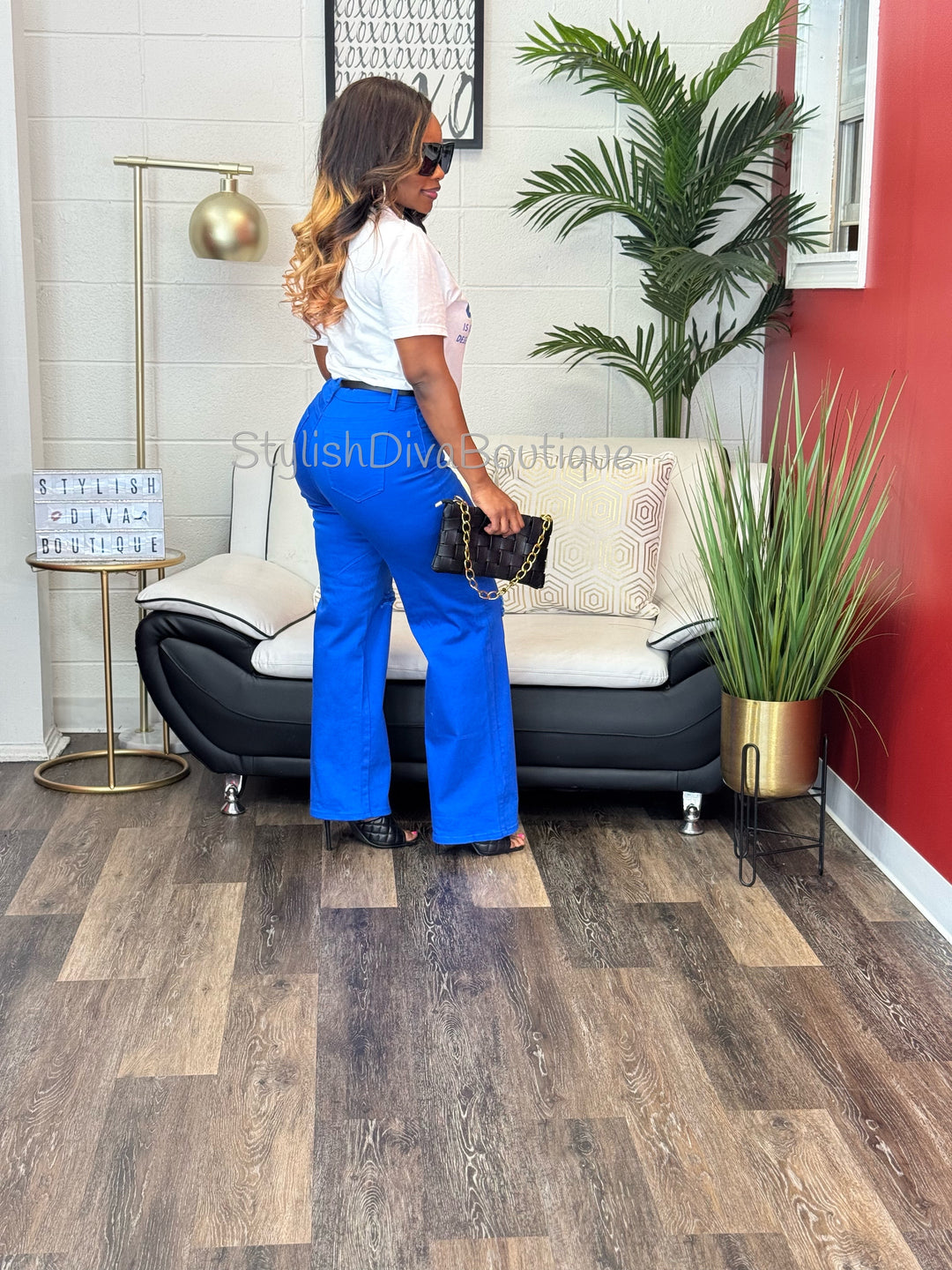 London Straight Leg Distressed Jeans (Royal Blue)