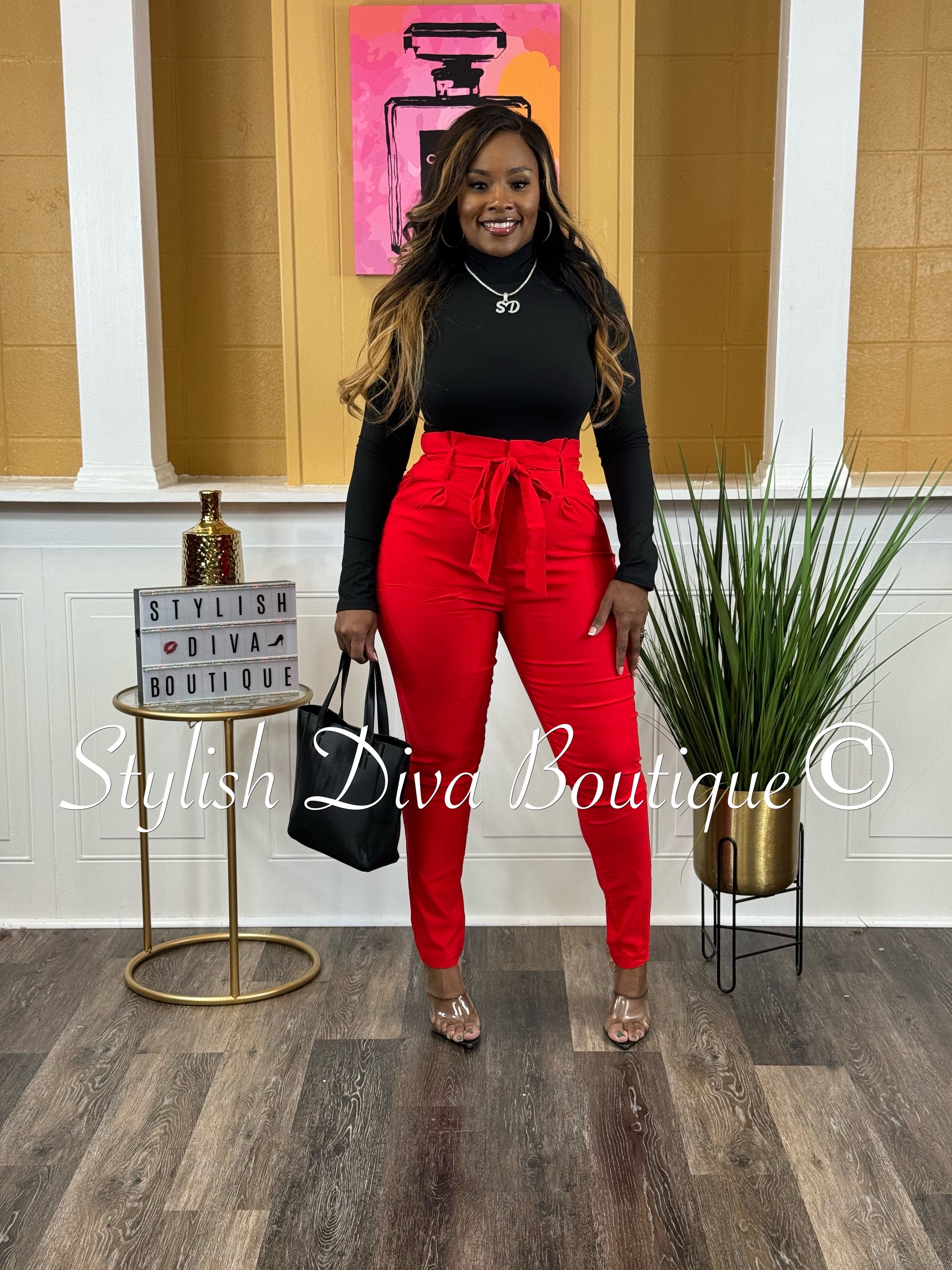 Luxe Diva Pants up to 3XL Red Stylish Diva Boutique